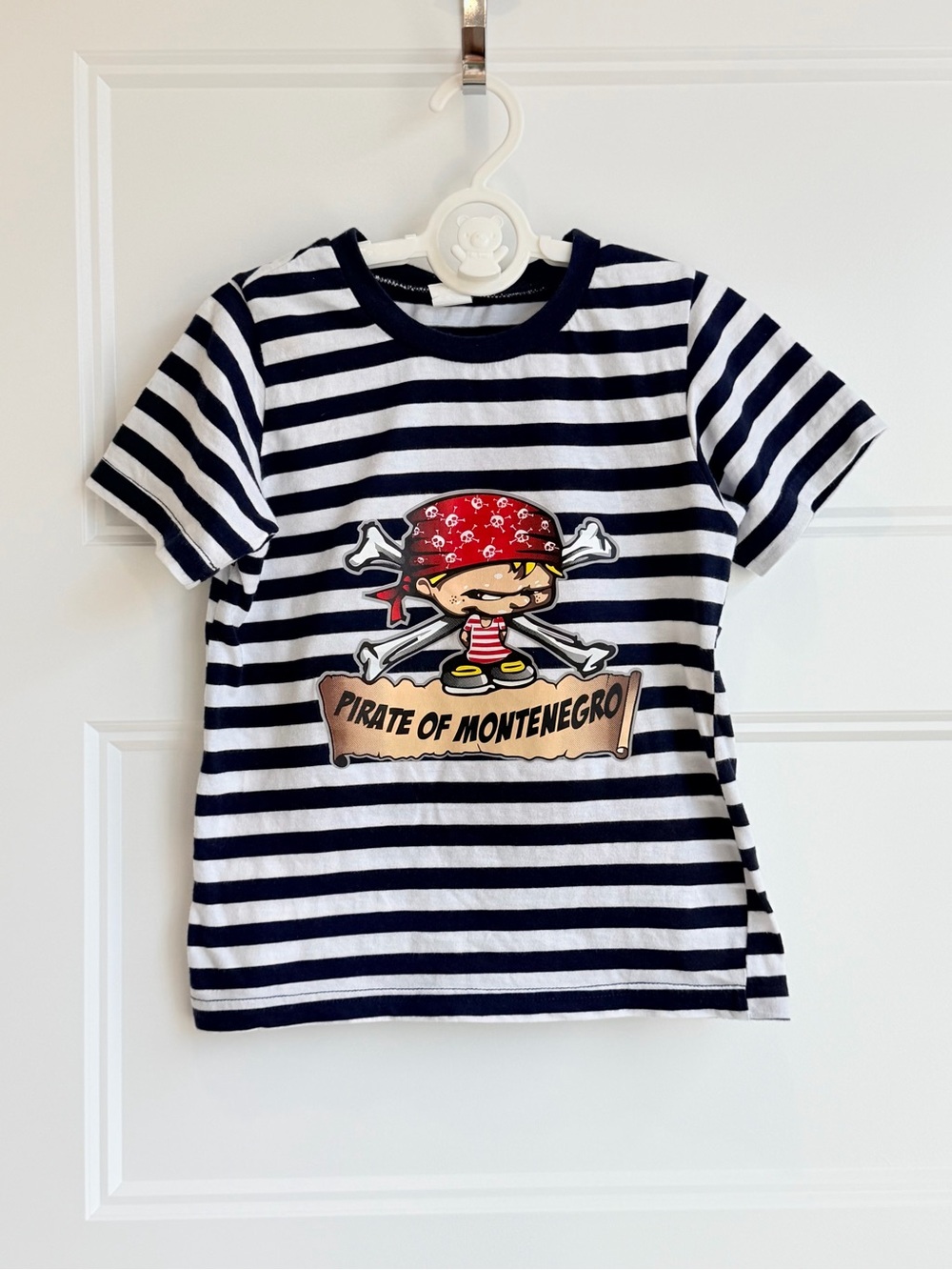Navy & White Striped 'Pirate of Montenegro' Graphic Tee for Kids